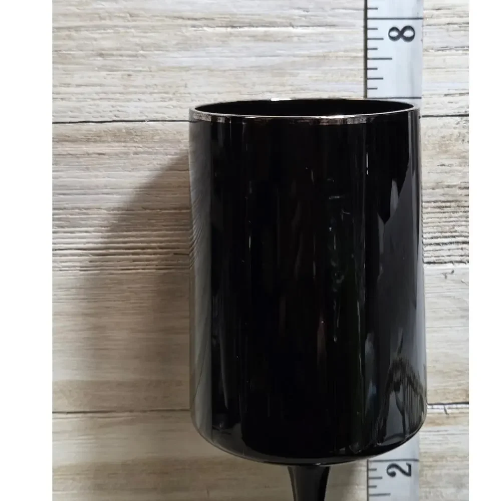 Vintage Lenox Venture Black Wine Glass Platinum Rim 6 1/4